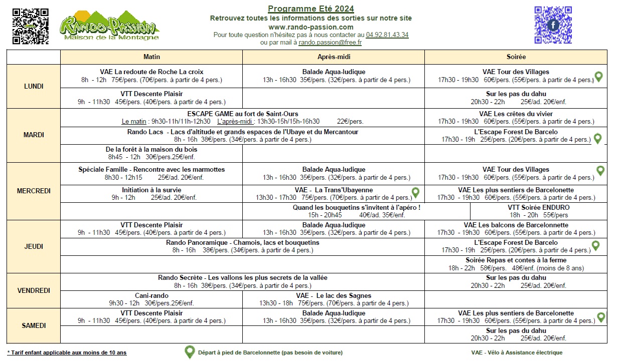 Planning été 2024